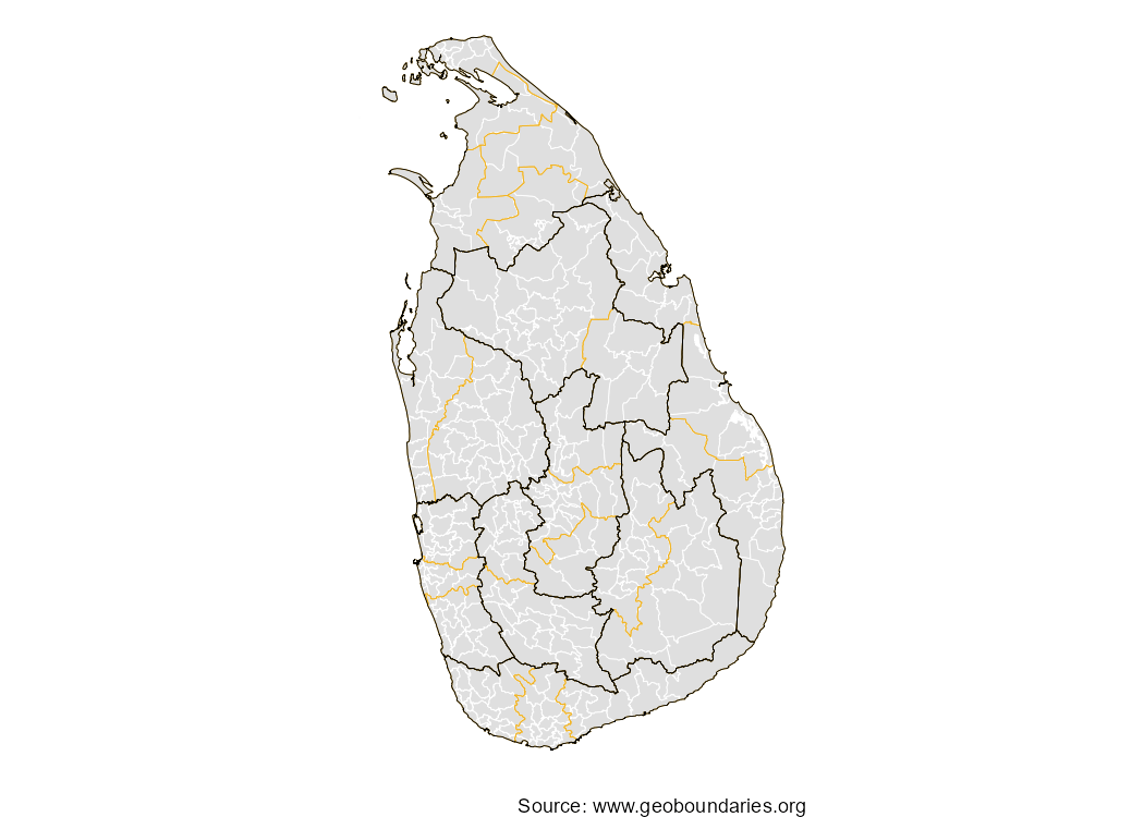 Map of all administration levels for Sri Lanka